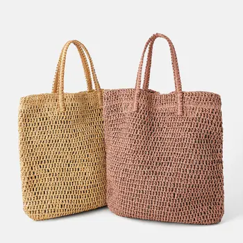 Rahat saman torbaları Büyük Kapasiteli kadın büyük el çantası Tasarımcı Marka Bayan Rattan omuz çantaları Dokuma Hasır El Yapımı Yaz Plaj Çantaları